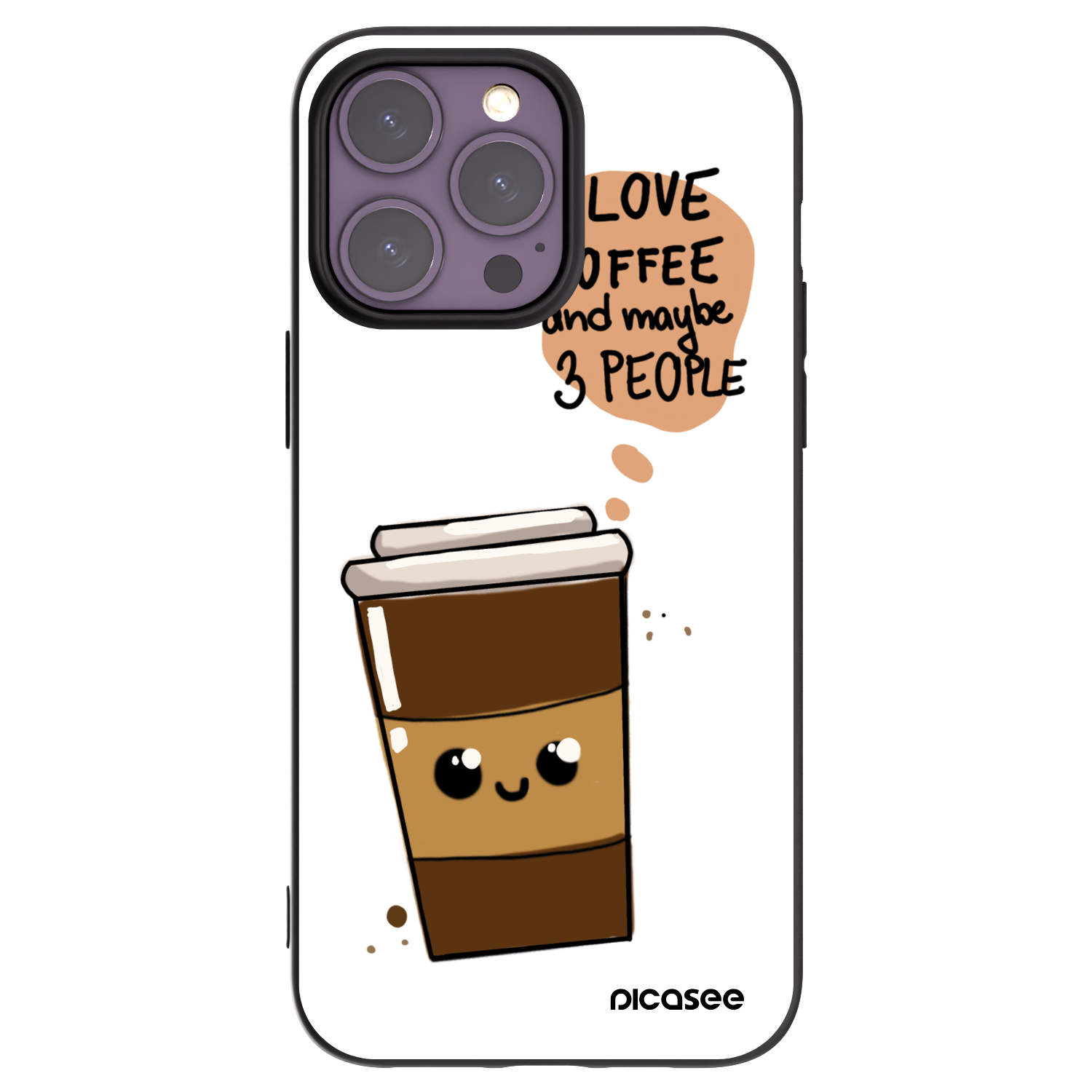 Picasee husă neagră din silicon pentru Apple iPhone 14 Pro Max - Cute coffee