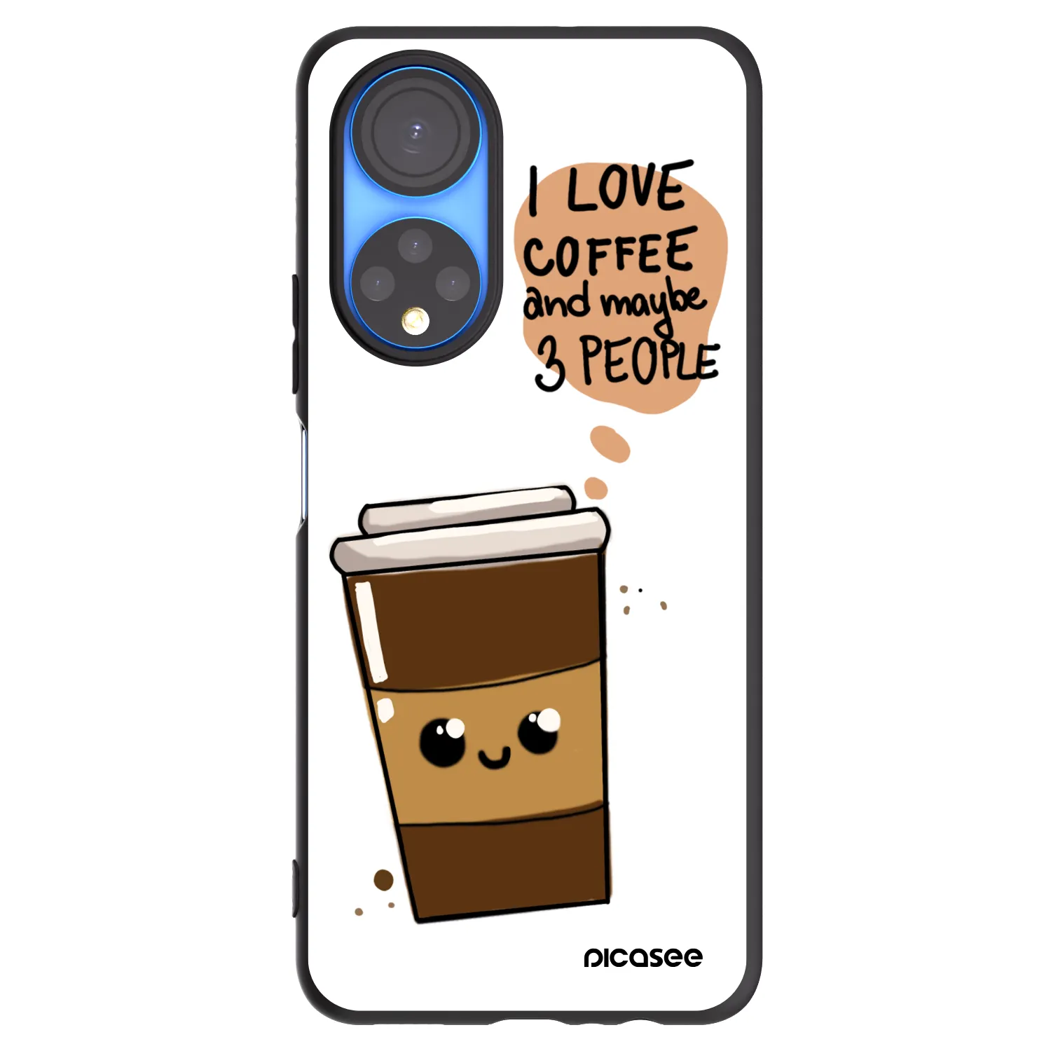 Picasee husă neagră din silicon pentru Honor X7 - Cute coffee