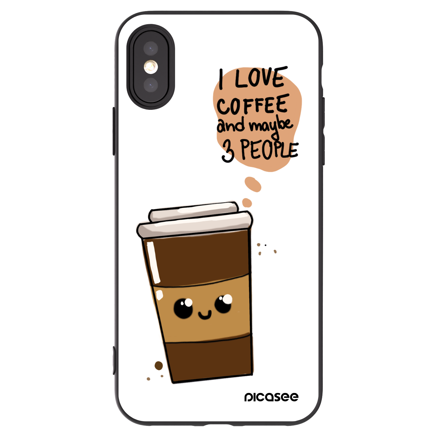 Picasee husă neagră din silicon pentru Apple iPhone X/XS - Cute coffee