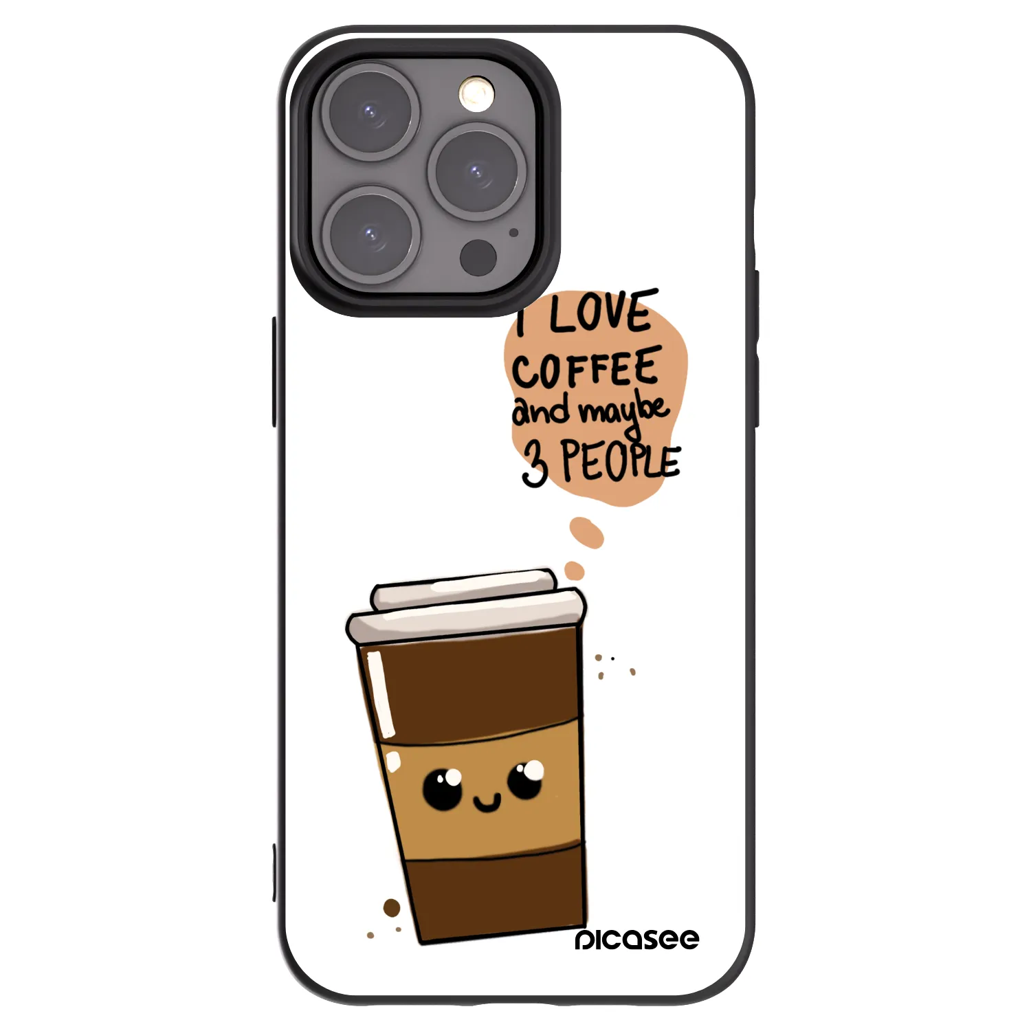 Picasee husă neagră din silicon pentru Apple iPhone 15 Pro Max - Cute coffee