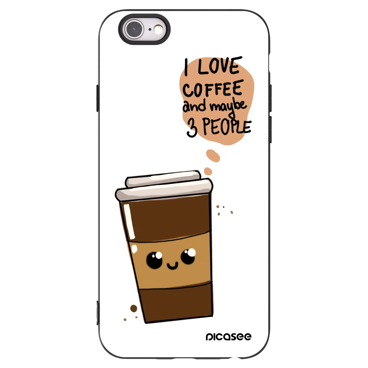 Picasee husă neagră din silicon pentru Apple iPhone 6/6S - Cute coffee