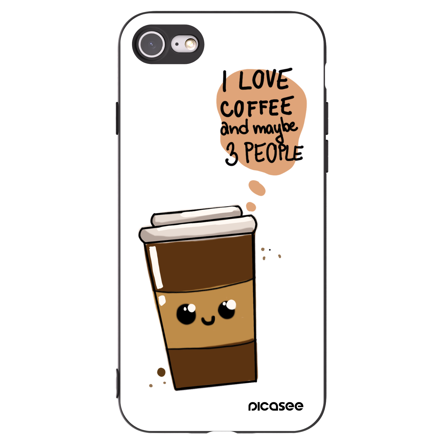 Picasee husă neagră din silicon pentru Apple iPhone 8 - Cute coffee