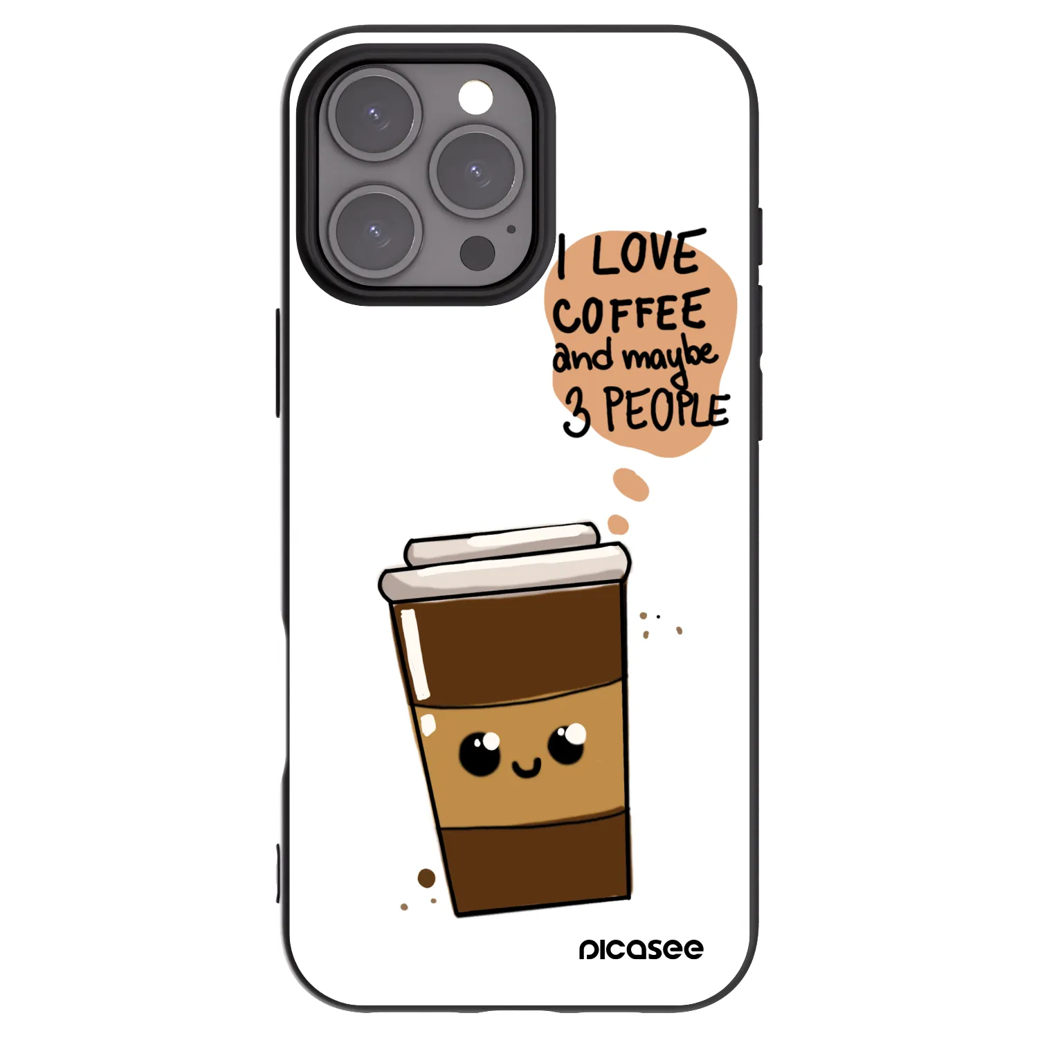 Picasee husă neagră din silicon pentru Apple iPhone 16 Pro Max - Cute coffee