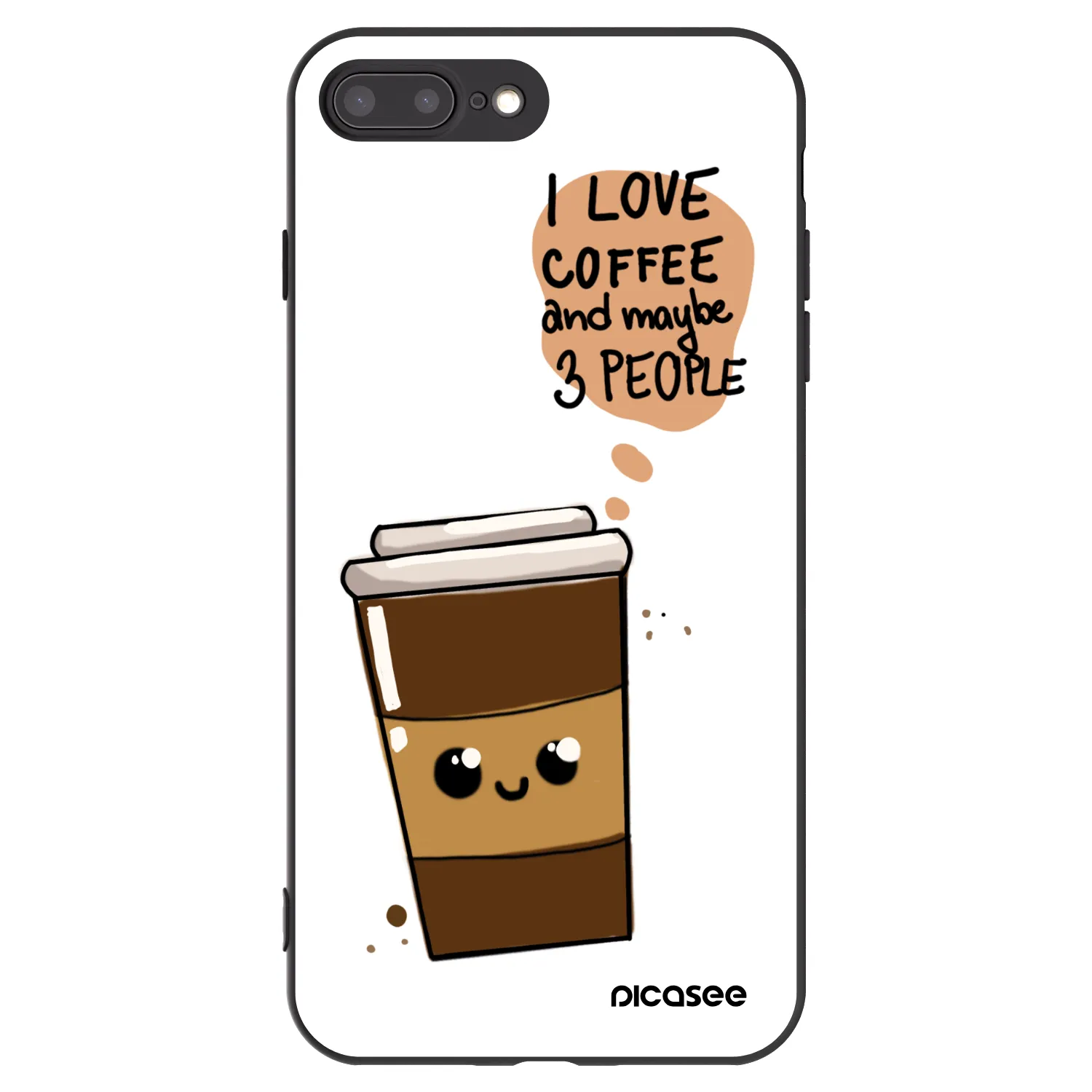 Picasee husă neagră din silicon pentru Apple iPhone 7 Plus - Cute coffee