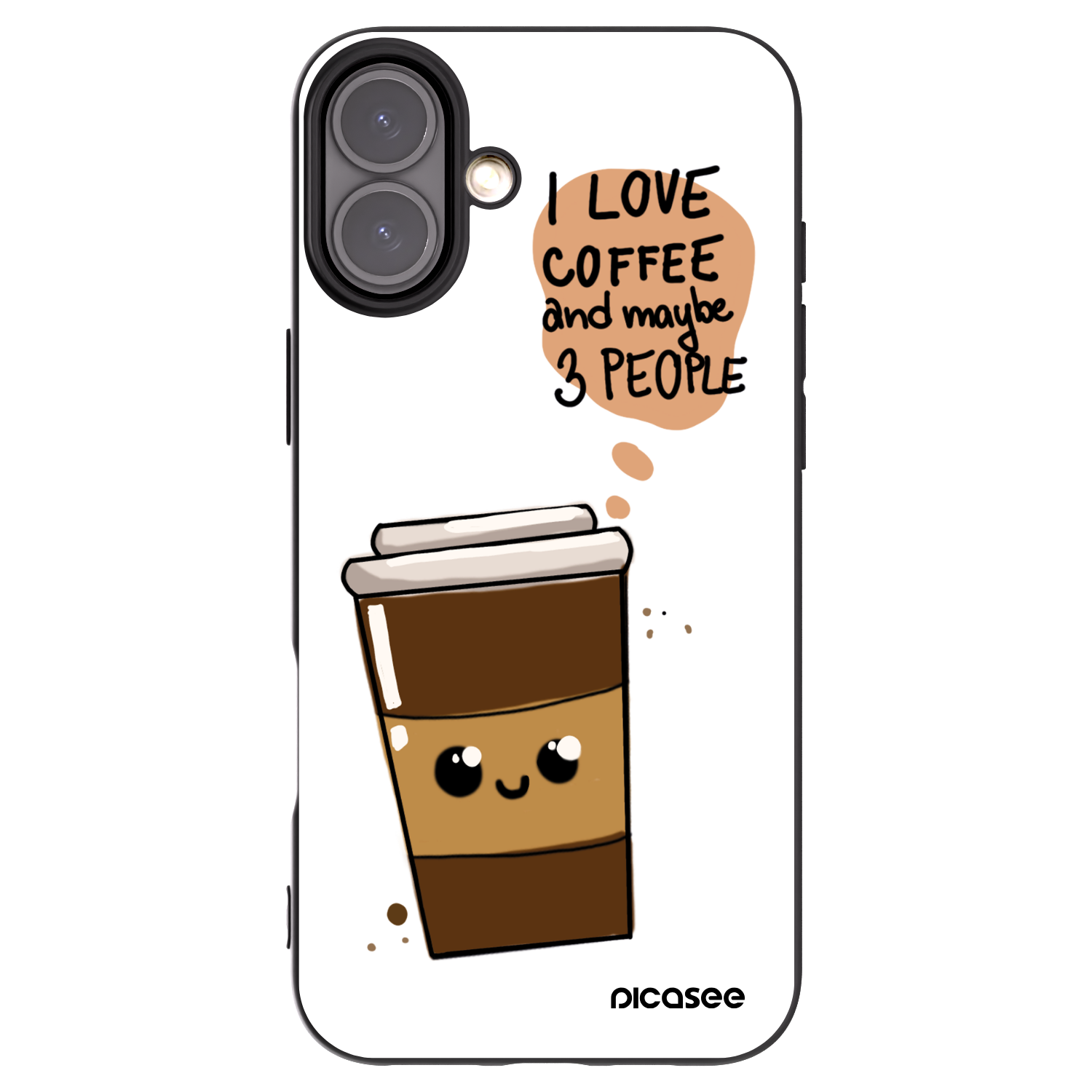 Picasee husă neagră din silicon pentru Apple iPhone 16 Plus - Cute coffee