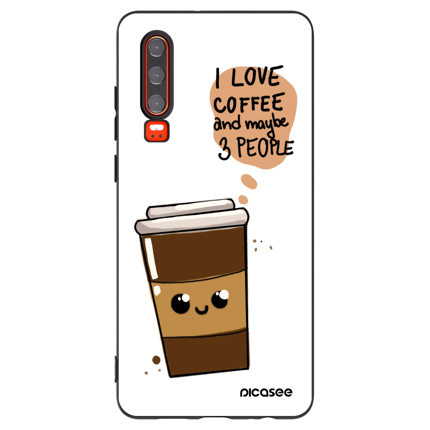 Picasee husă neagră din silicon pentru Huawei P30 - Cute coffee