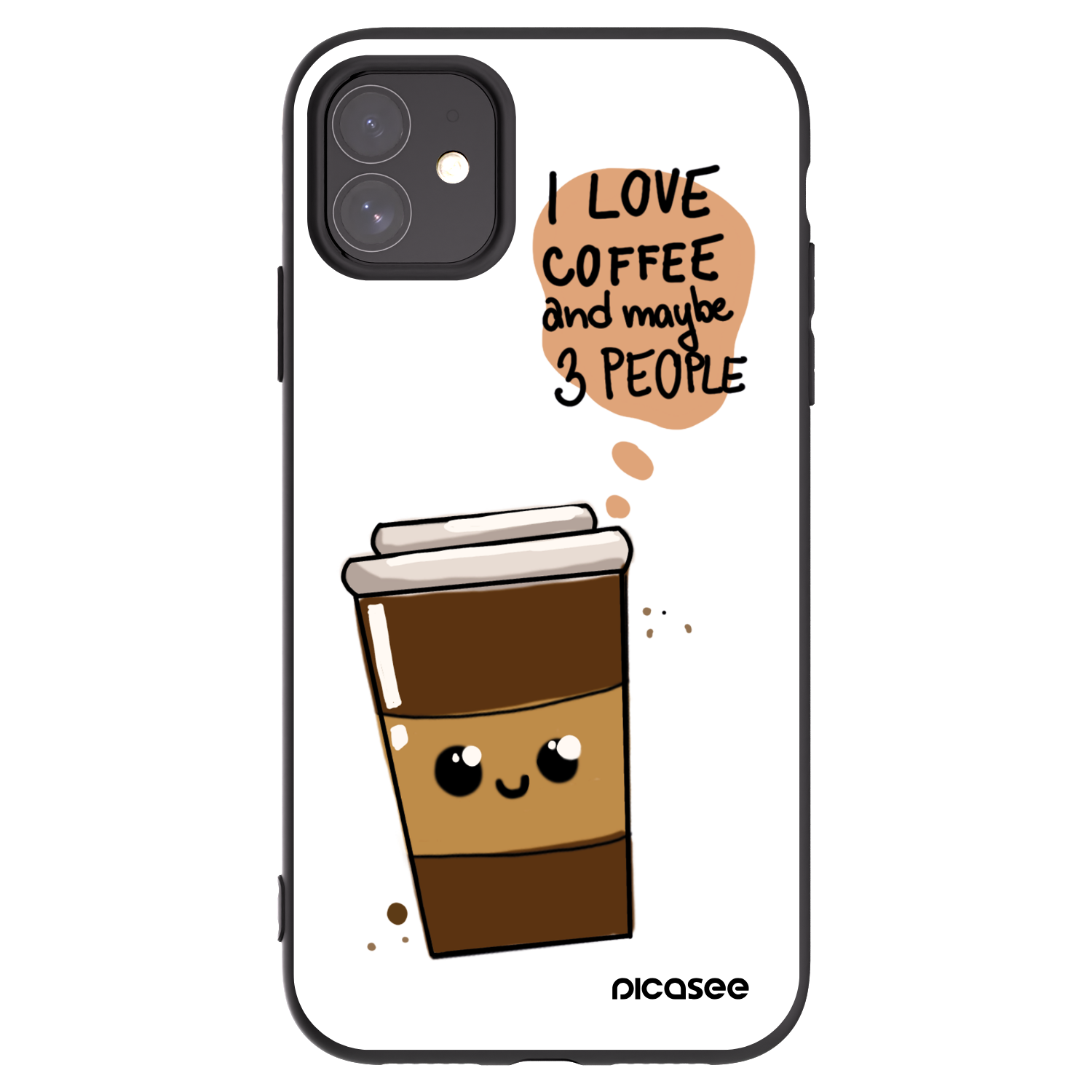 Picasee husă neagră din silicon pentru Apple iPhone 11 - Cute coffee