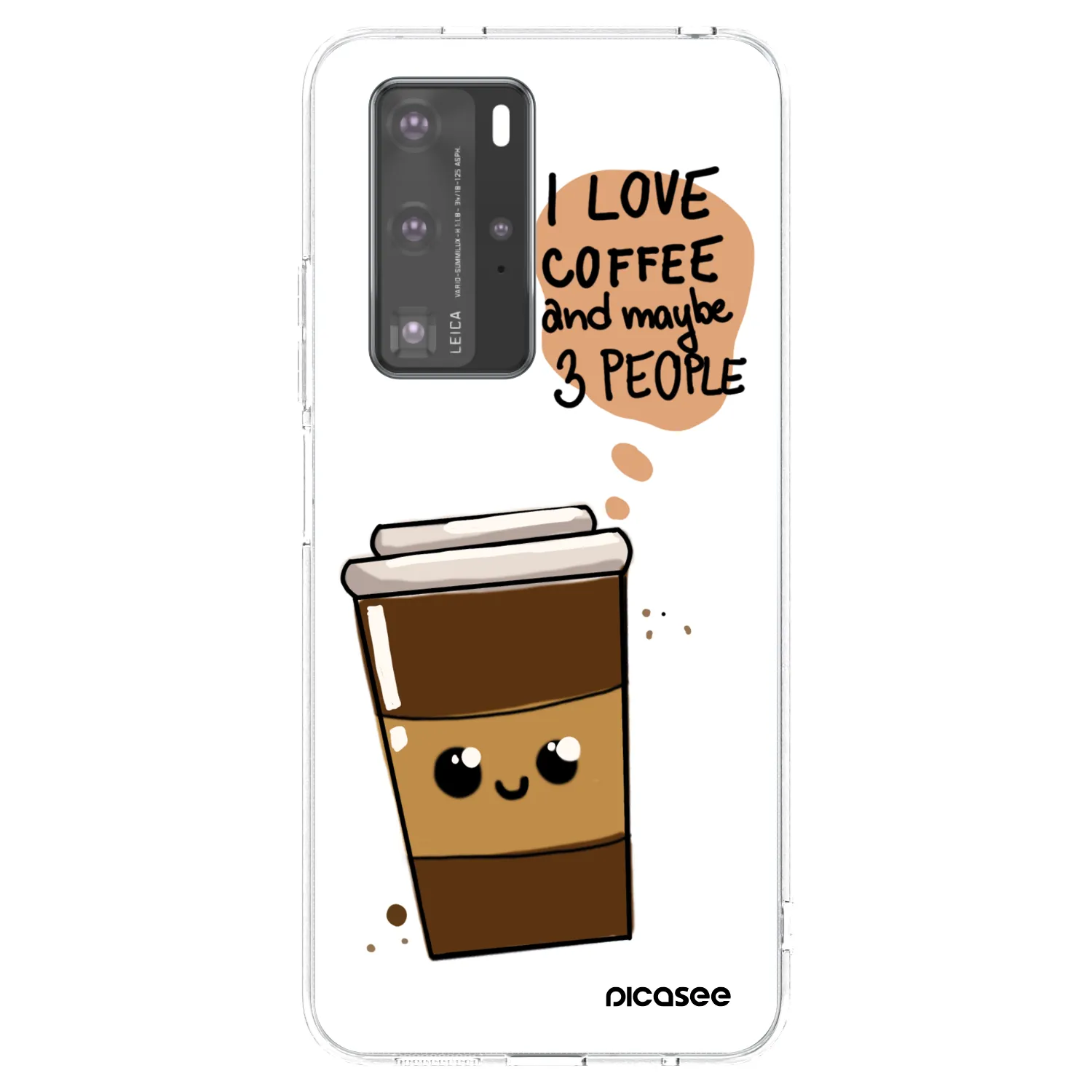 Picasee husă transparentă din silicon pentru Huawei P40 Pro - Cute coffee
