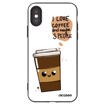 Picasee husă neagră din silicon pentru Apple iPhone X/XS - Cute coffee