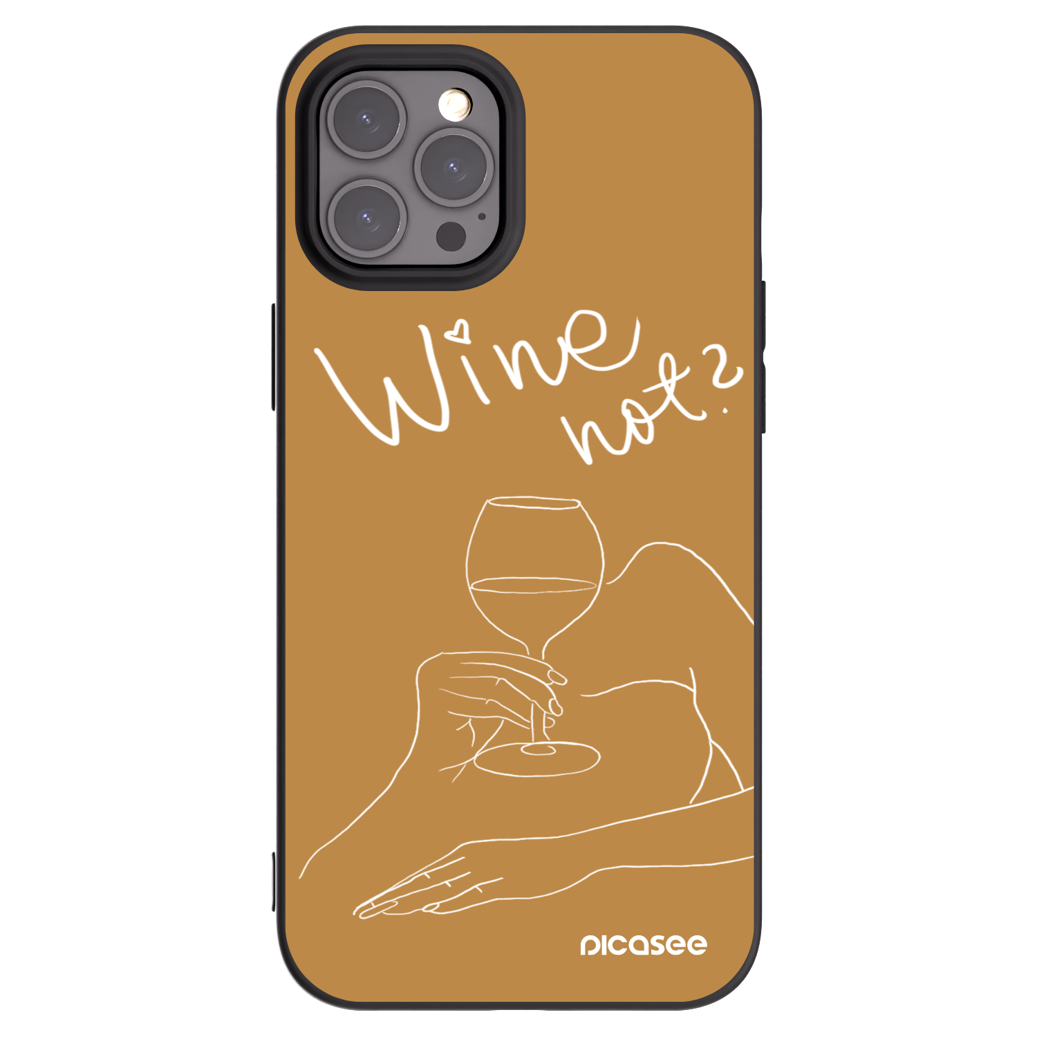 Picasee husă neagră din silicon pentru Apple iPhone 12 Pro Max - Wine not