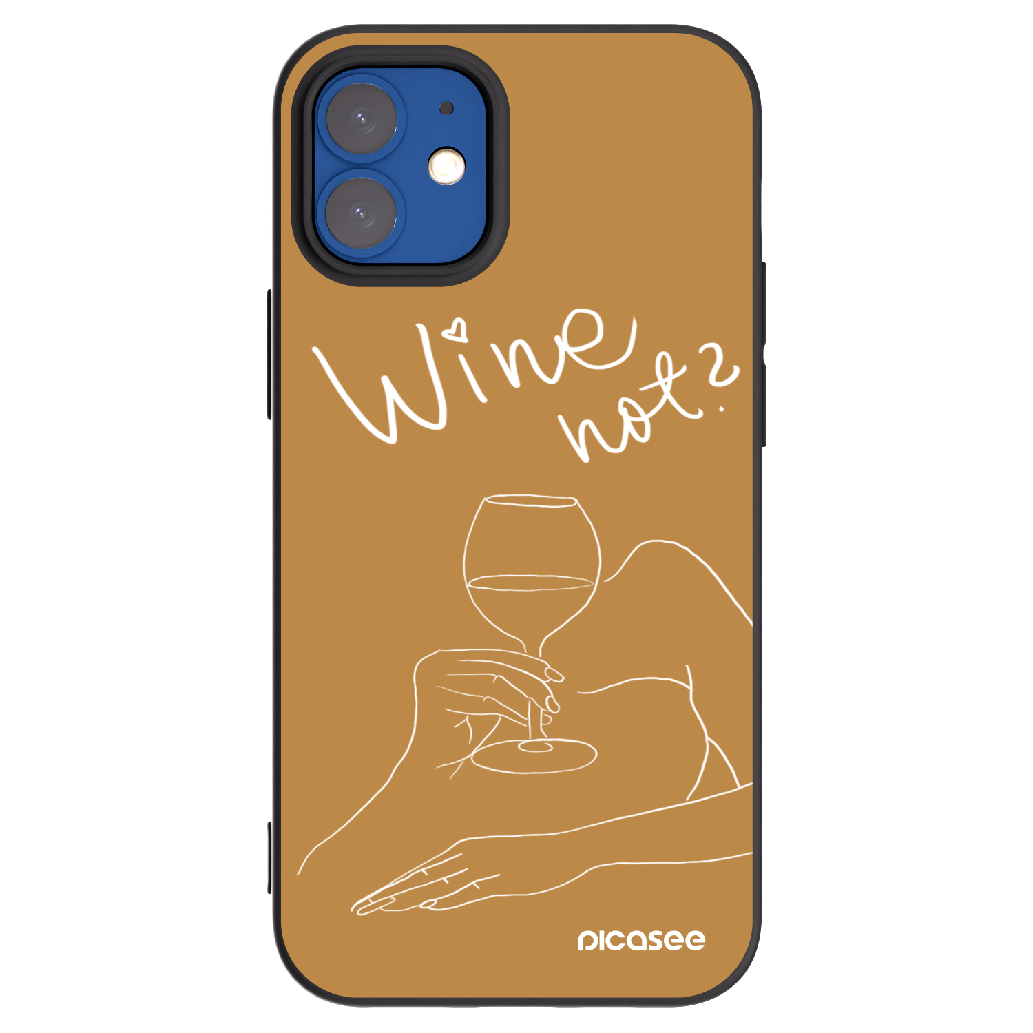 Picasee husă neagră din silicon pentru Apple iPhone 12 mini - Wine not