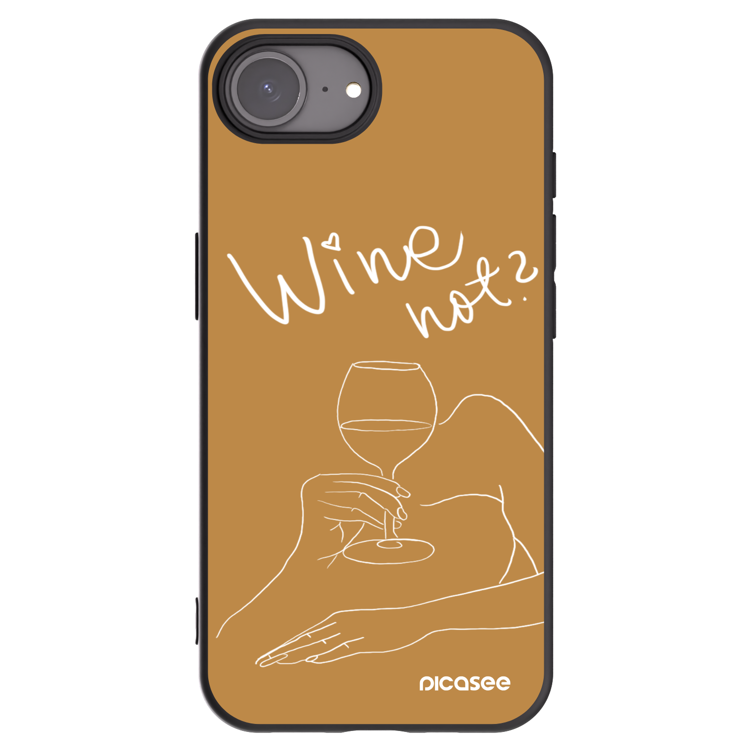 Picasee husă neagră din silicon pentru Apple iPhone 16e - Wine not