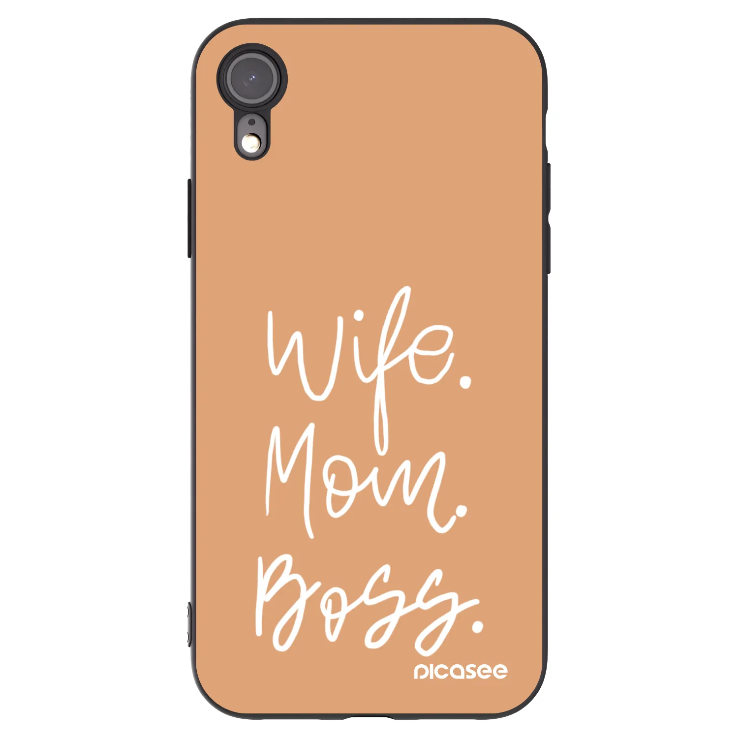 Picasee husă neagră din silicon pentru Apple iPhone XR - Boss Mama