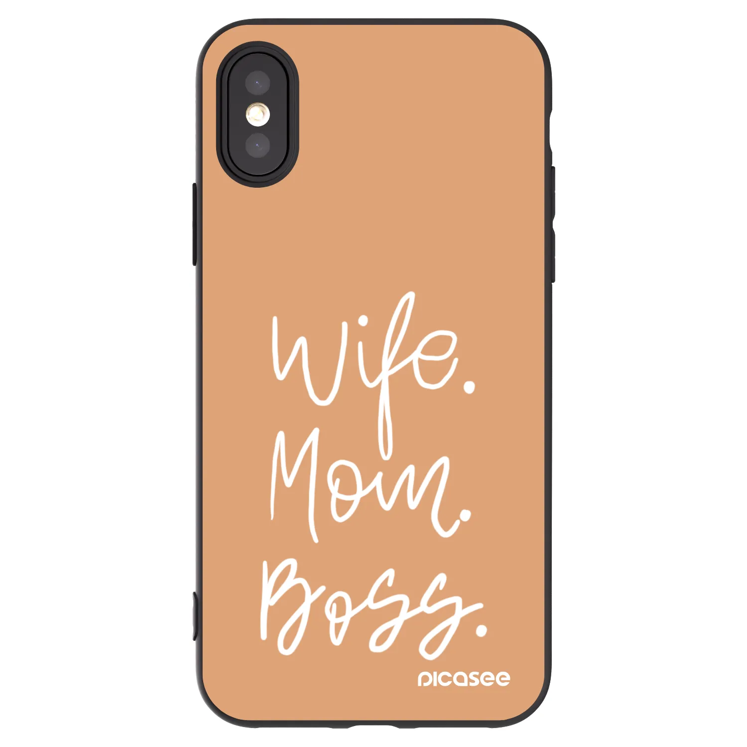 Picasee husă neagră din silicon pentru Apple iPhone X/XS - Boss Mama