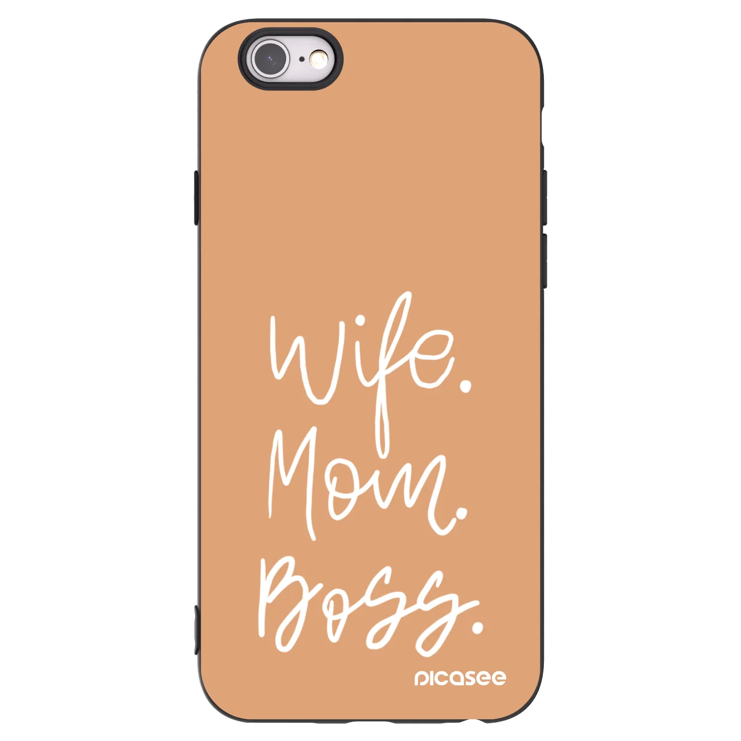 Picasee husă neagră din silicon pentru Apple iPhone 6/6S - Boss Mama