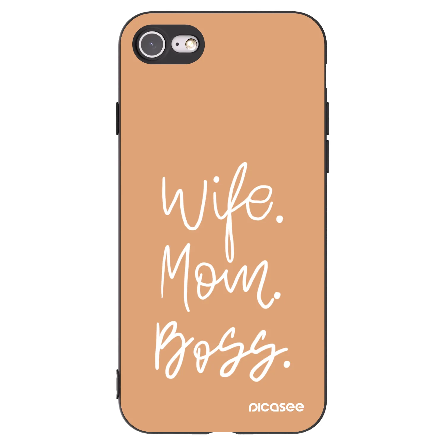 Picasee husă neagră din silicon pentru Apple iPhone 7 - Boss Mama