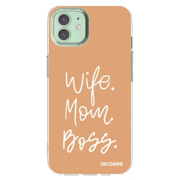 Picasee husă transparentă din silicon pentru Apple iPhone 12 Pro - Boss Mama