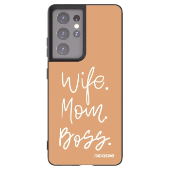 Picasee husă neagră din silicon pentru Samsung Galaxy S21 Ultra 5G G998B - Boss Mama