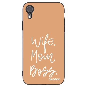 Picasee husă neagră din silicon pentru Apple iPhone XR - Boss Mama