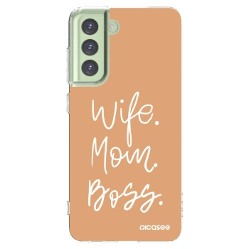 Picasee husă transparentă din silicon pentru Samsung Galaxy S21 FE 5G - Boss Mama