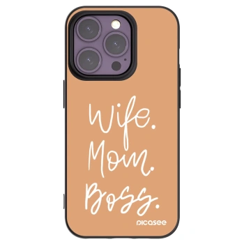 Picasee husă neagră din silicon pentru Apple iPhone 14 Pro - Boss Mama