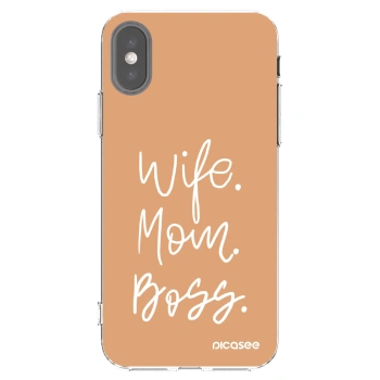 Picasee husă transparentă din silicon pentru Apple iPhone X/XS - Boss Mama