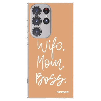 Picasee husă transparentă din silicon pentru Samsung Galaxy S23 Ultra 5G - Boss Mama