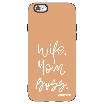 Picasee husă neagră din silicon pentru Apple iPhone 6/6S - Boss Mama