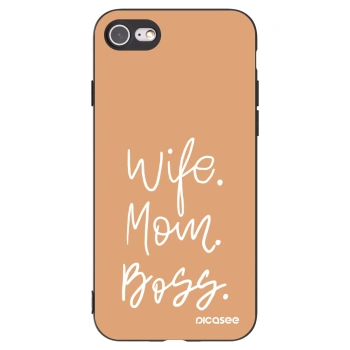Picasee husă neagră din silicon pentru Apple iPhone 8 - Boss Mama