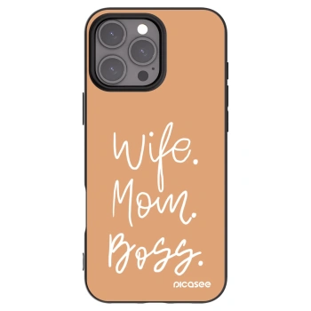 Picasee husă neagră din silicon pentru Apple iPhone 16 Pro Max - Boss Mama