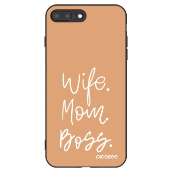 Picasee husă neagră din silicon pentru Apple iPhone 8 Plus - Boss Mama