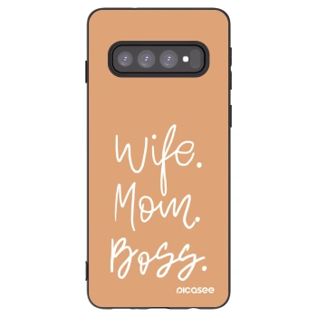 Picasee husă neagră din silicon pentru Samsung Galaxy S10 G973 - Boss Mama
