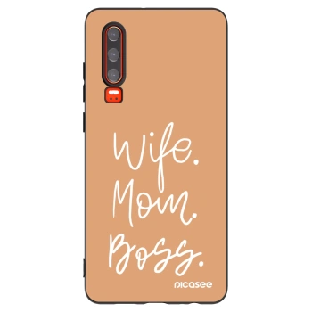 Picasee husă neagră din silicon pentru Huawei P30 - Boss Mama