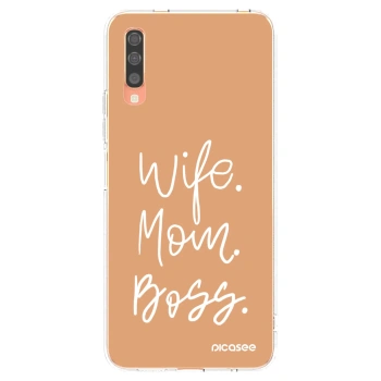 Picasee husă transparentă din silicon pentru Samsung Galaxy A70 A705F - Boss Mama