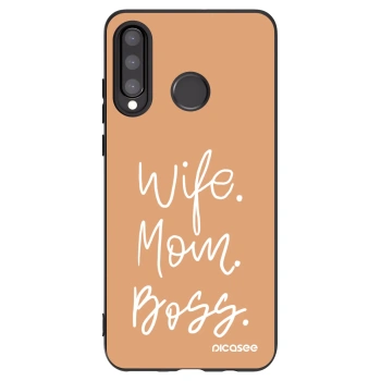 Picasee husă neagră din silicon pentru Huawei P30 Lite - Boss Mama