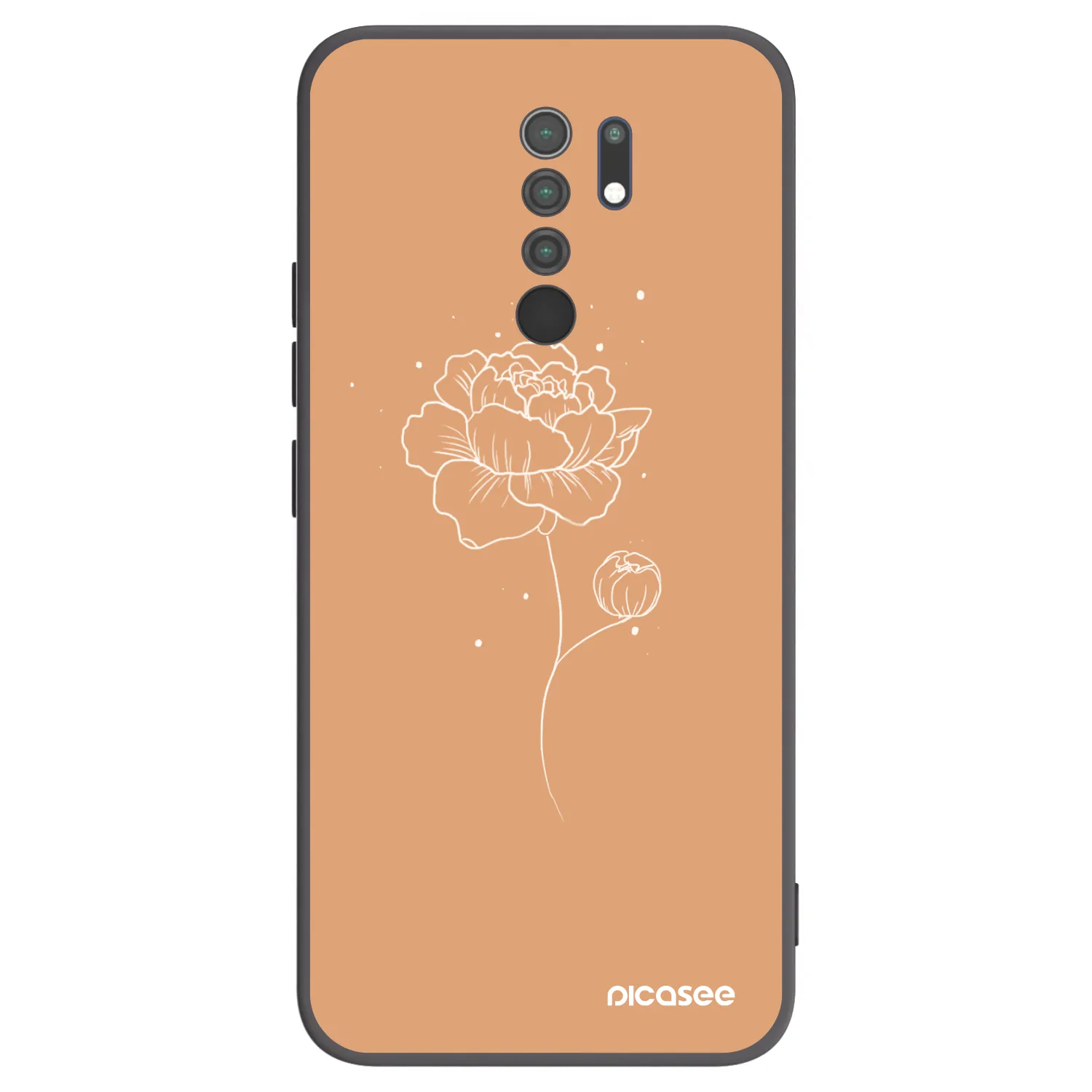 Picasee husă neagră din silicon pentru Xiaomi Redmi 9 - Peonies