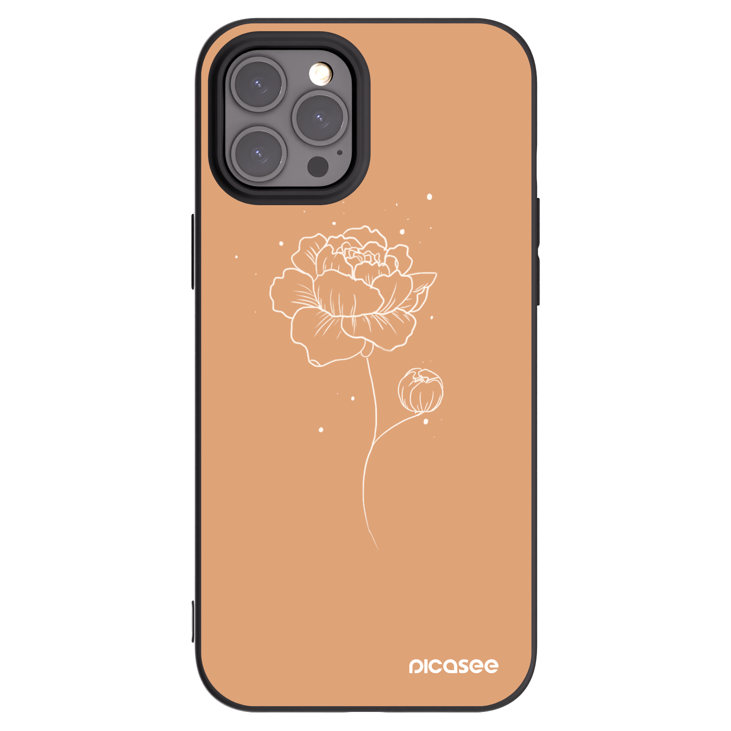 Picasee husă neagră din silicon pentru Apple iPhone 12 Pro Max - Peonies