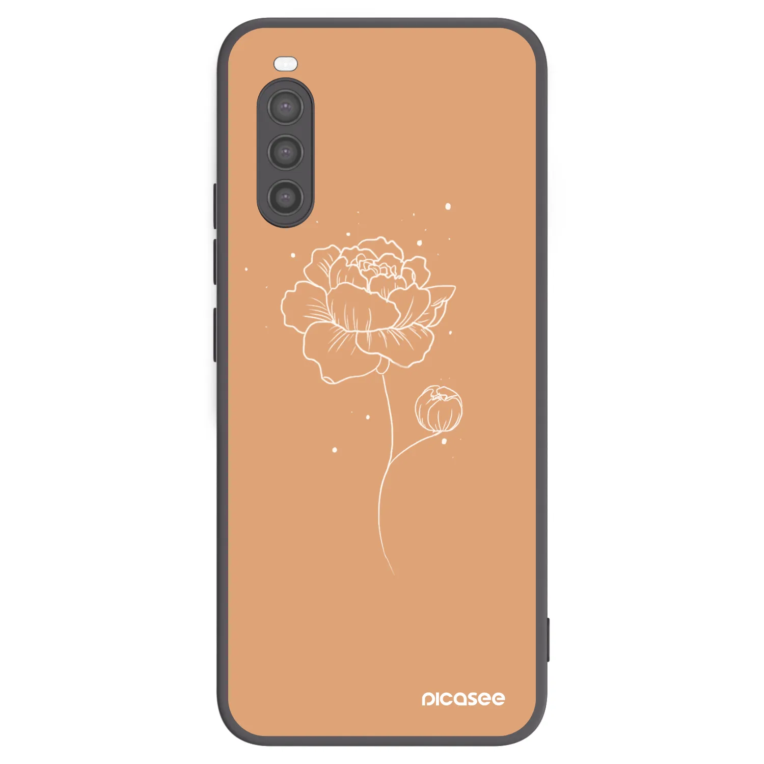 Picasee husă neagră din silicon pentru Sony Xperia 10 II - Peonies