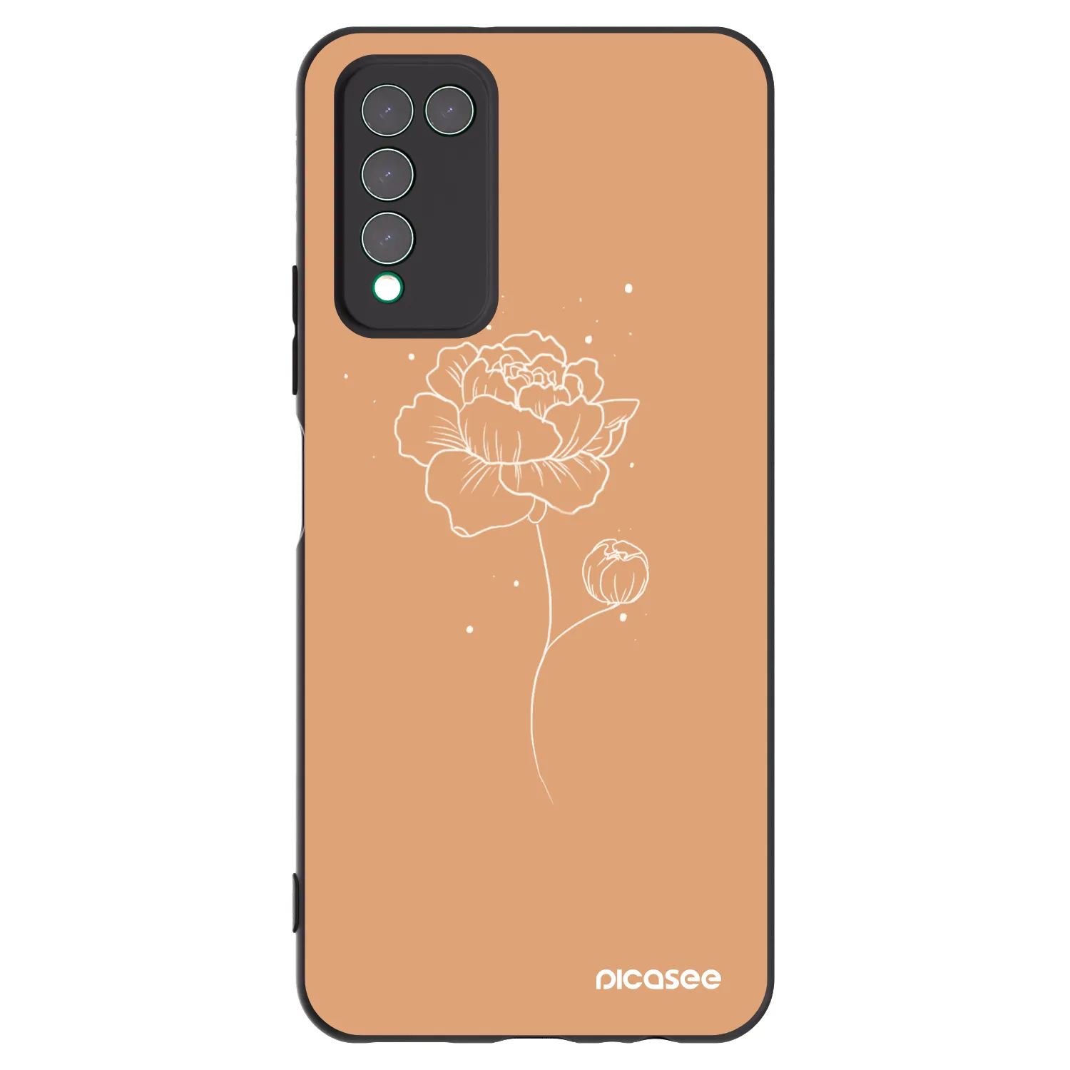 Picasee husă neagră din silicon pentru Honor 10X Lite - Peonies