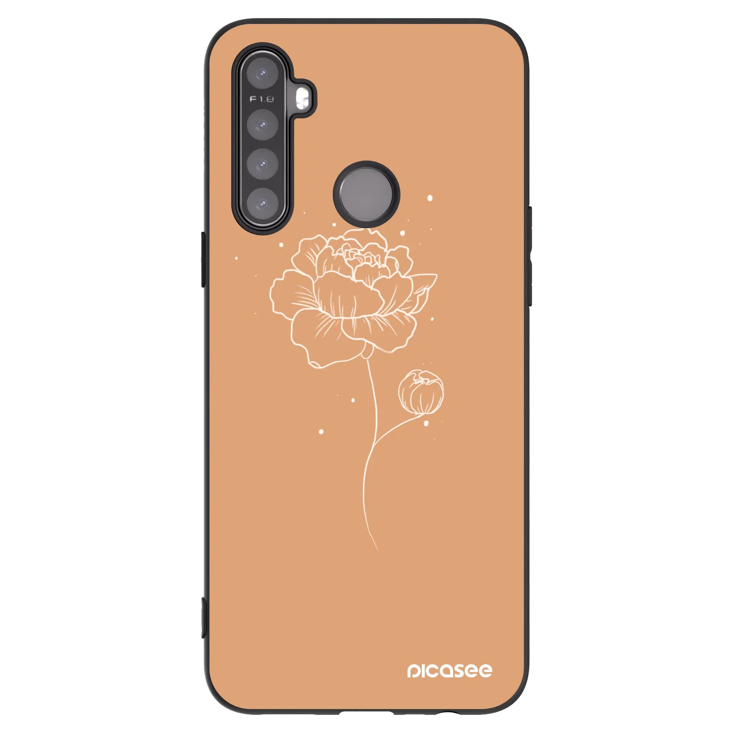 Picasee husă neagră din silicon pentru Realme 6i - Peonies