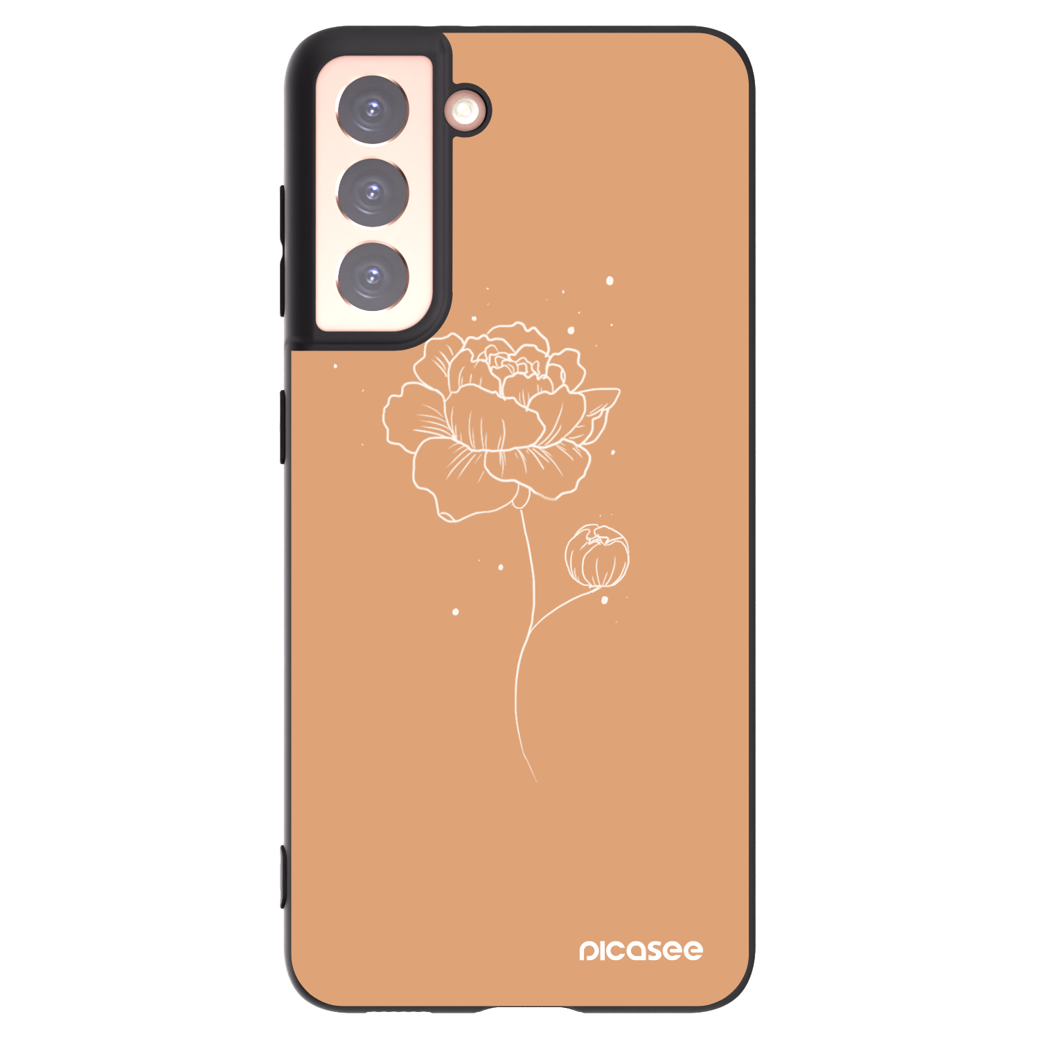Picasee husă neagră din silicon pentru Samsung Galaxy S21 5G G991B - Peonies