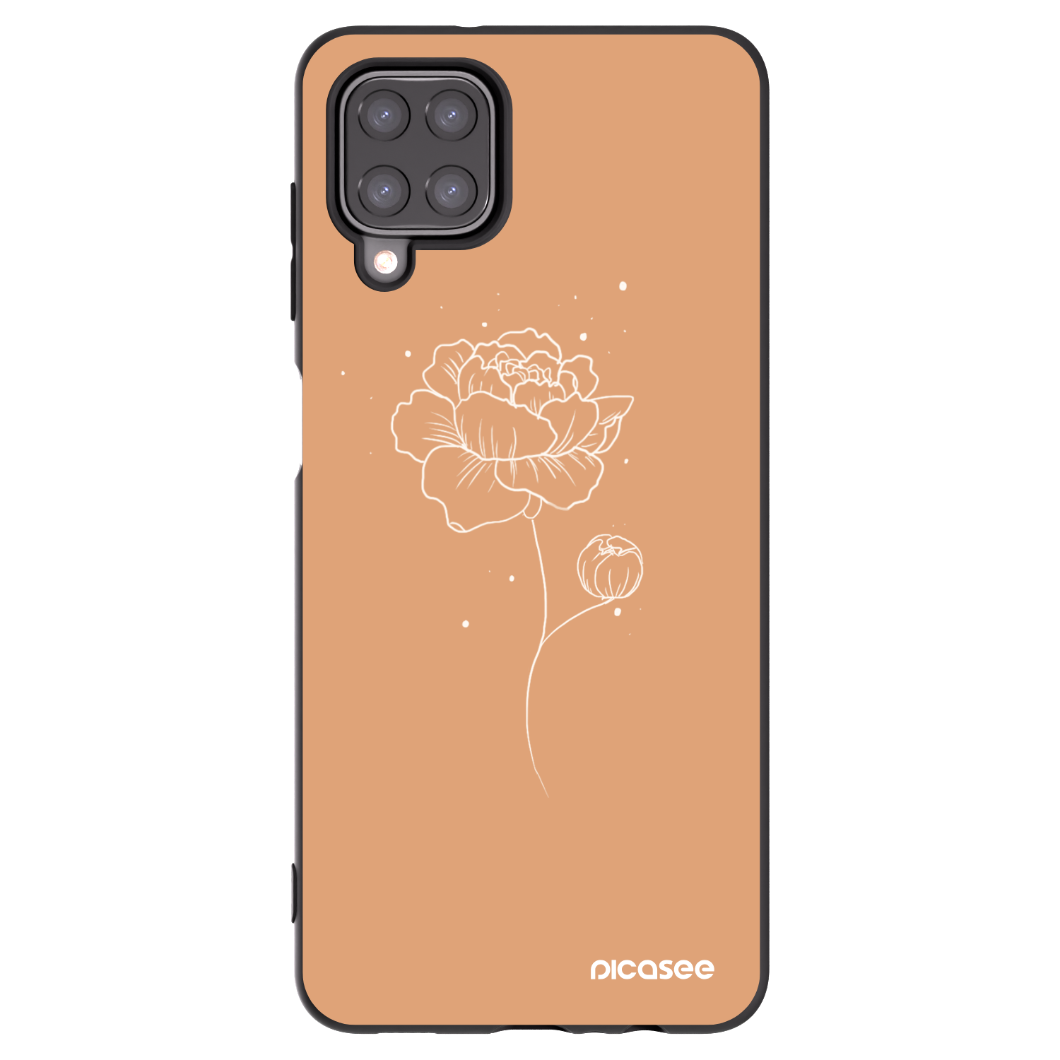 Picasee husă neagră din silicon pentru Samsung Galaxy A12 A125F - Peonies