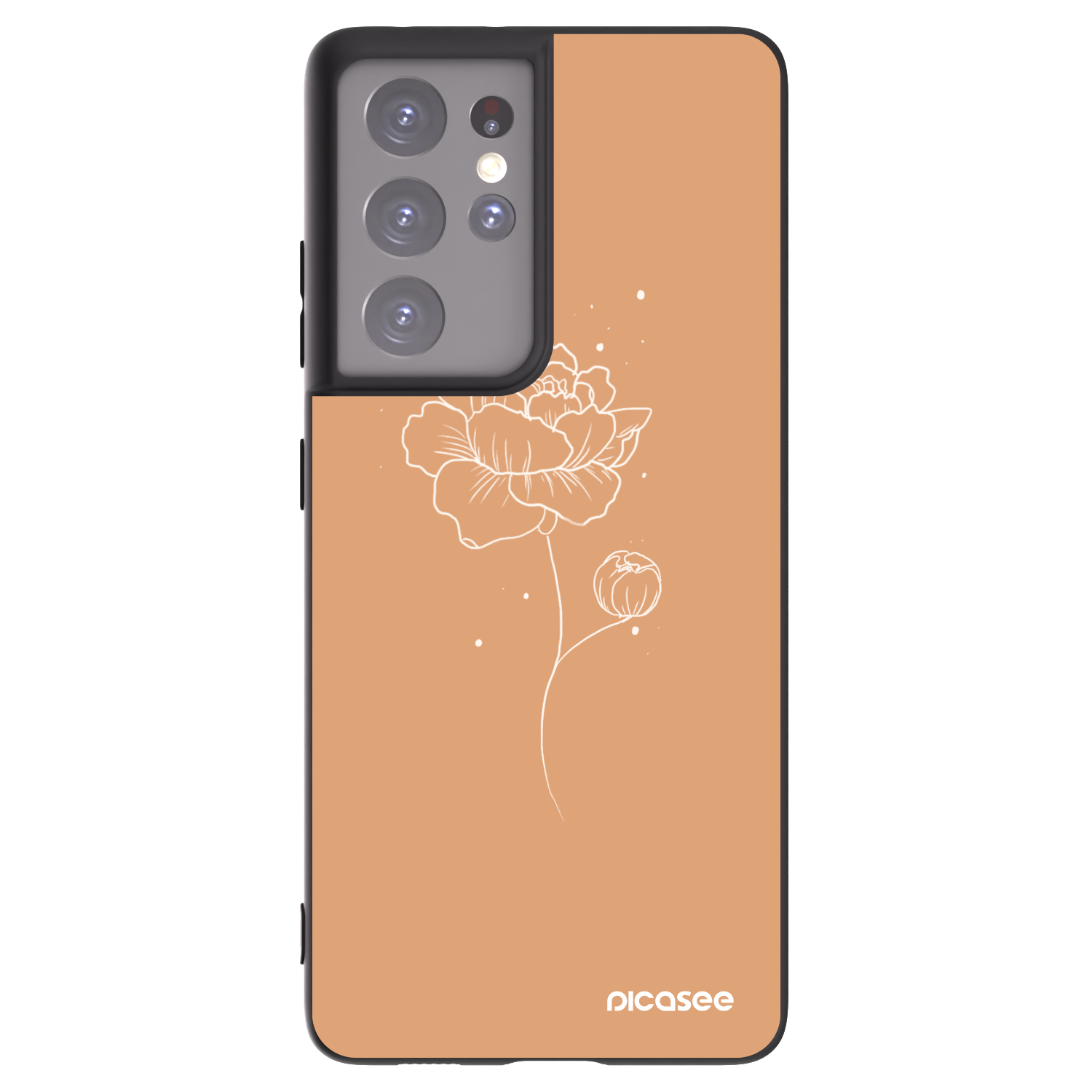 Picasee husă neagră din silicon pentru Samsung Galaxy S21 Ultra 5G G998B - Peonies