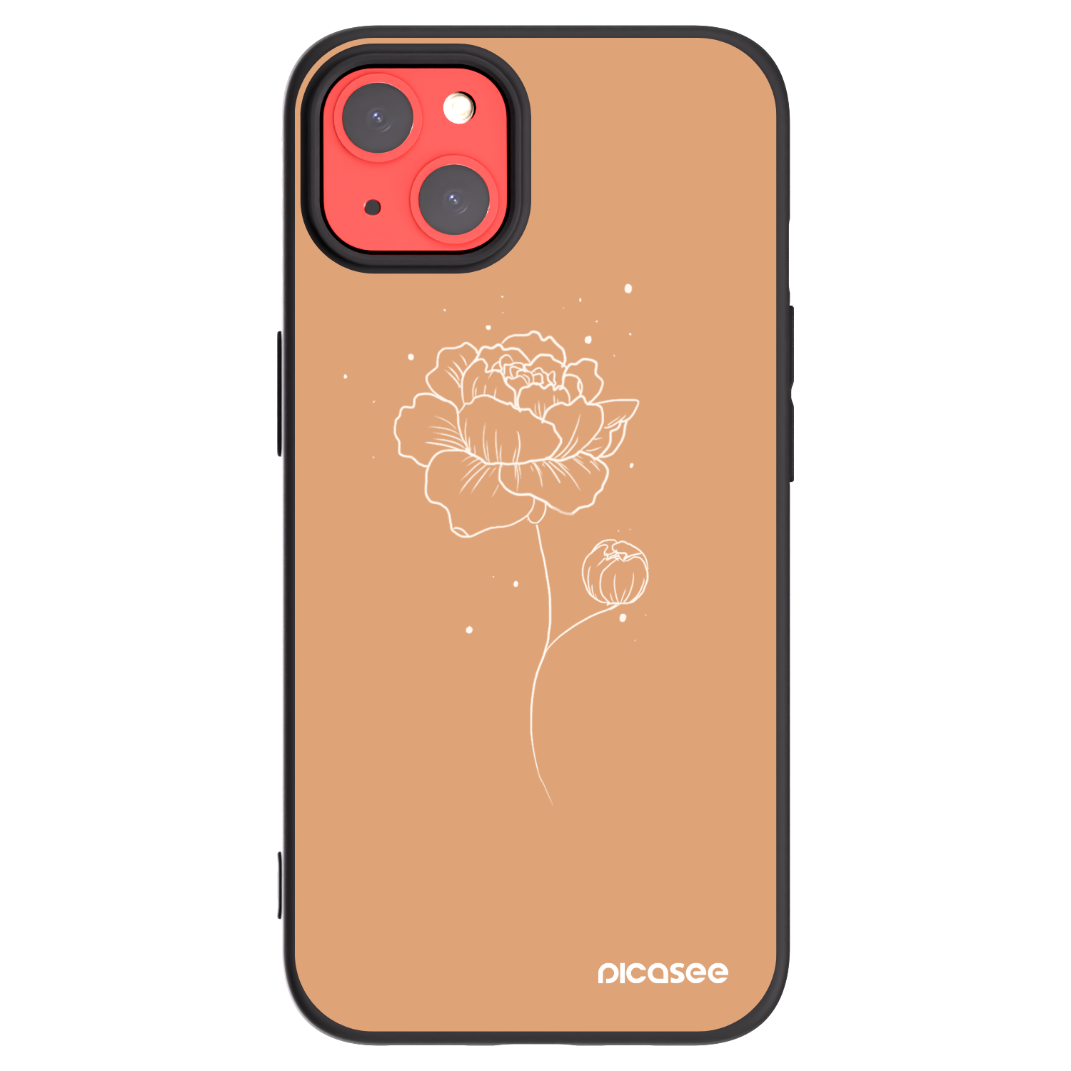 Picasee husă neagră din silicon pentru Apple iPhone 13 - Peonies