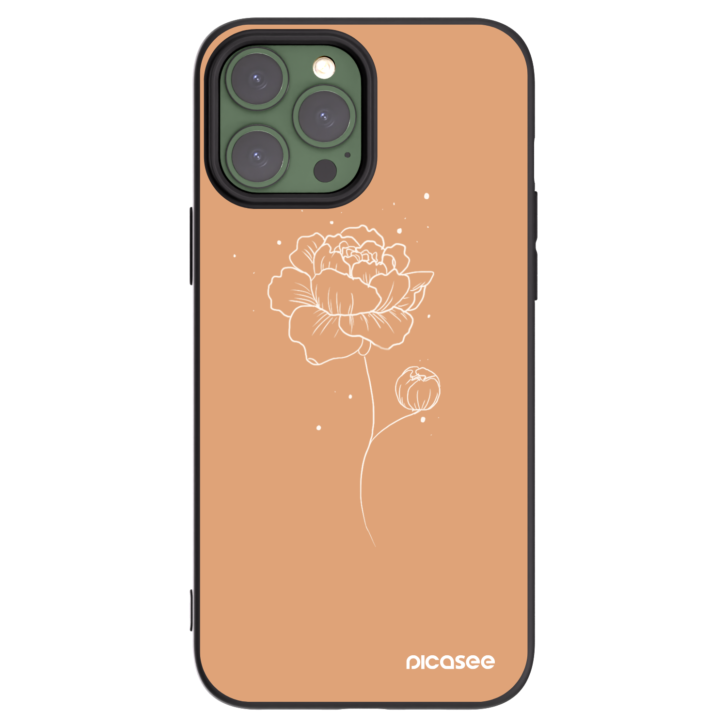 Picasee husă neagră din silicon pentru Apple iPhone 13 Pro Max - Peonies