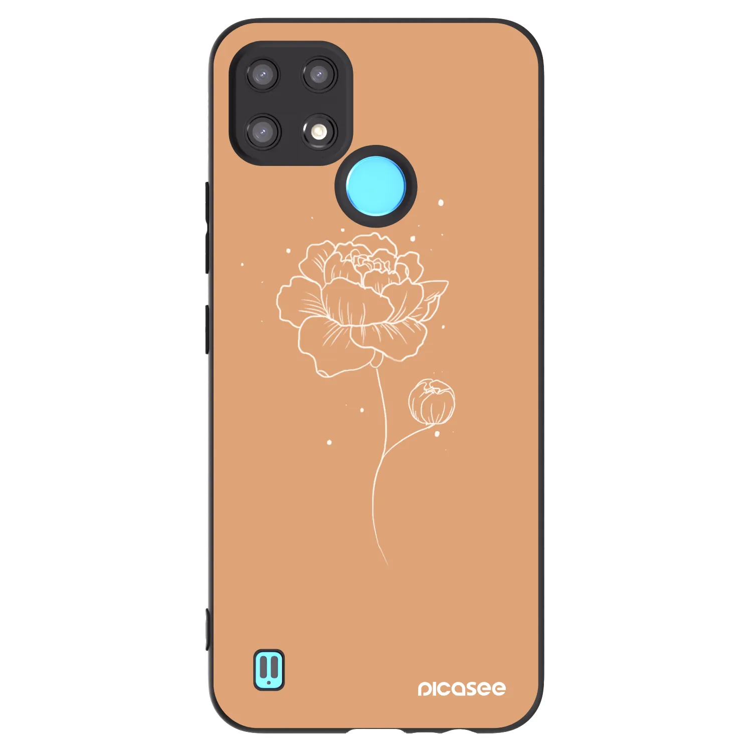 Picasee husă neagră din silicon pentru Realme C21 - Peonies