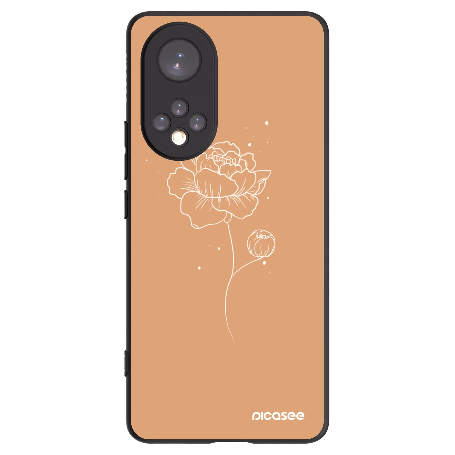 Picasee husă neagră din silicon pentru Honor 50 5G - Peonies