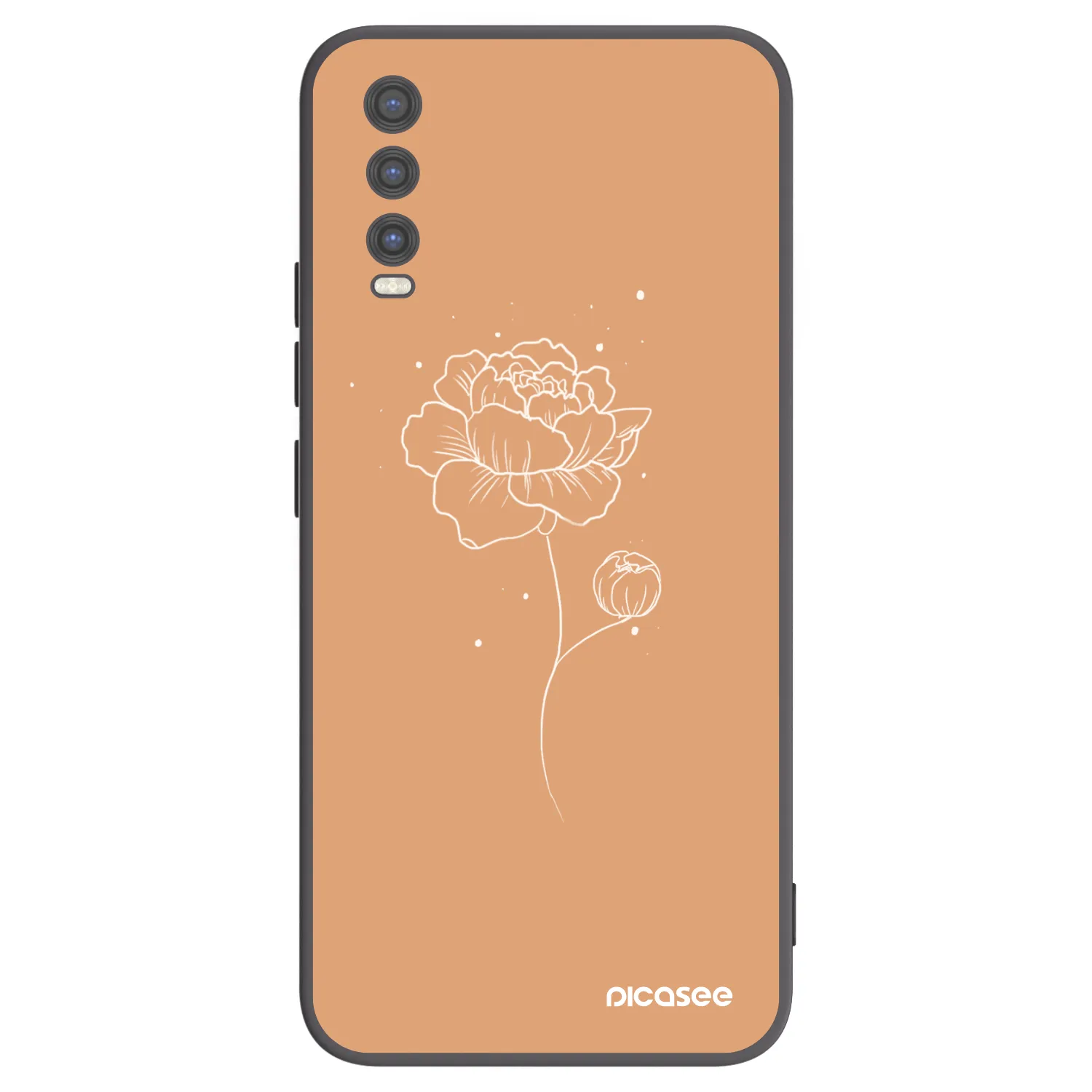 Picasee husă neagră din silicon pentru Vivo Y20s - Peonies