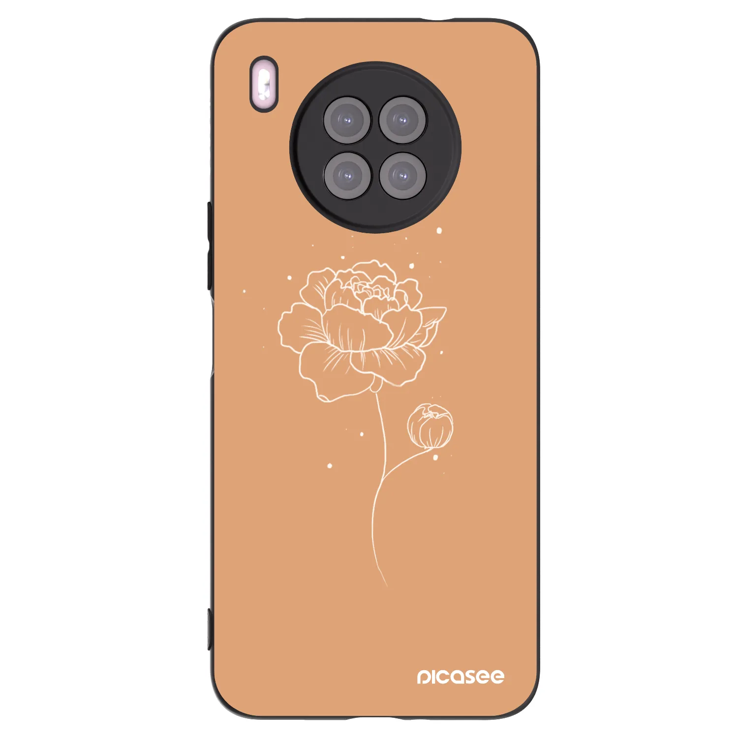 Picasee husă neagră din silicon pentru Huawei Nova 8i - Peonies
