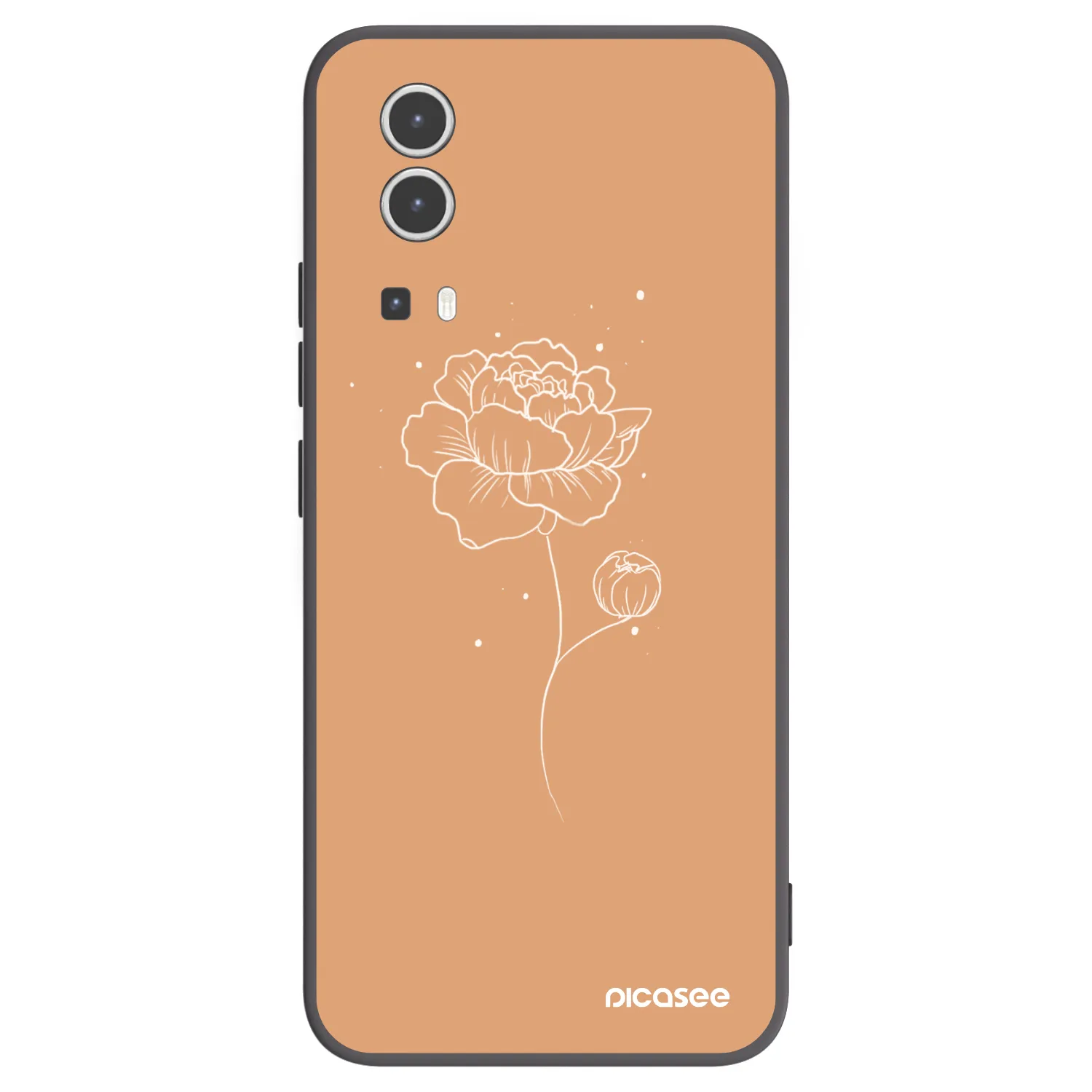 Picasee husă neagră din silicon pentru Vivo Y72 5G - Peonies